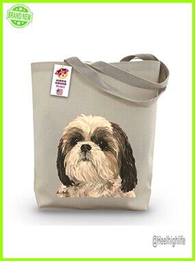 Canvas Tote Bag Handmade USA Shih Tzu Dog Lover Gift Heavyweight Reusable